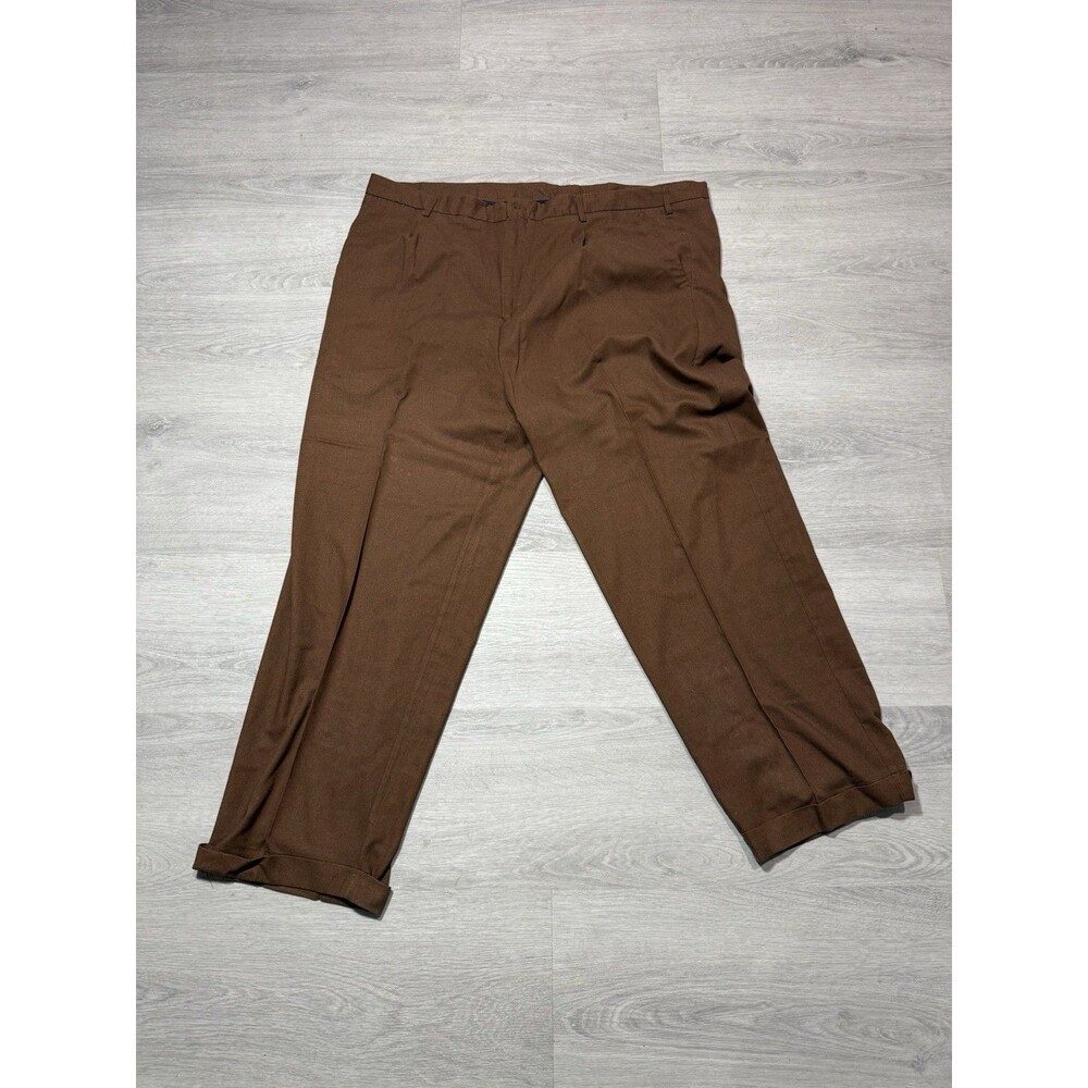 TRUST Linen Blend Pleated Lined Front Cuffed Pants Brown Men’s Size 46/30